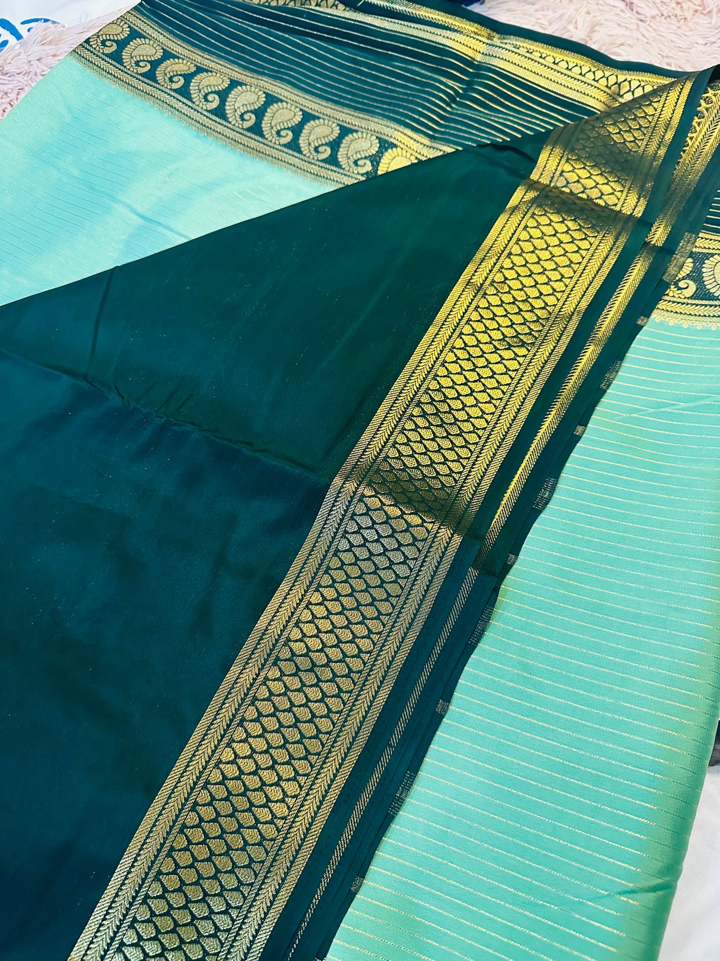 Pista Green Premium KSIC Mysore Crepe Silk Saree