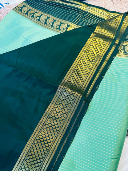 Pista Green Premium KSIC Mysore Crepe Silk Saree