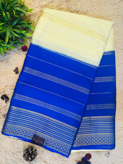 Royal Blue Premium Mysore Crepe Silk Saree