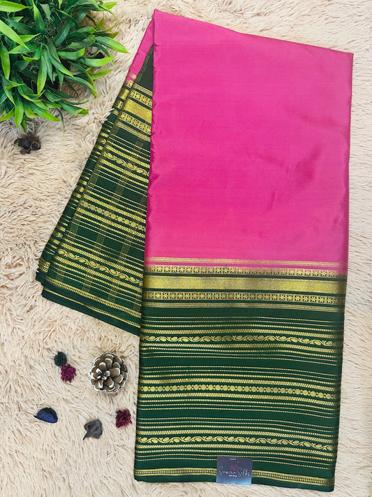 Bright Pink Premium KSIC Mysore Crepe Silk Saree