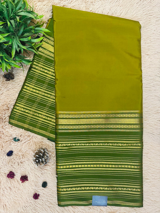 Mehendi Green Premium KSIC Mysore Crepe Silk Saree