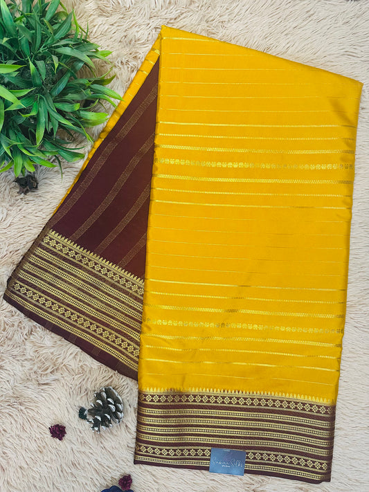 Mustard Premium KSIC Mysore Crepe Silk Saree