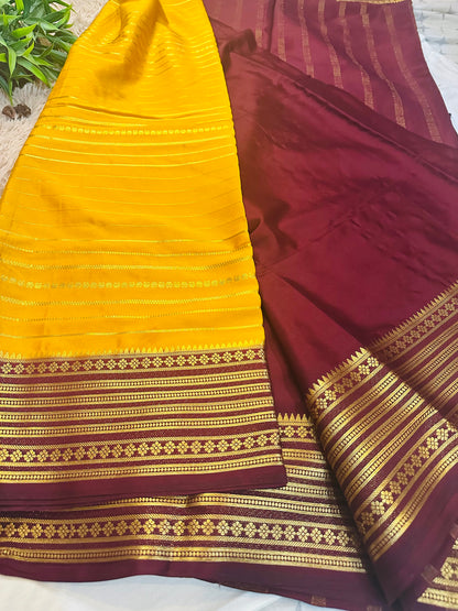 Mustard Premium KSIC Mysore Crepe Silk Saree