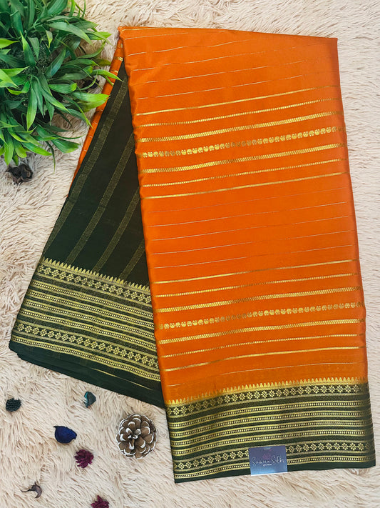 Orange Premium KSIC Mysore Crepe Silk Saree