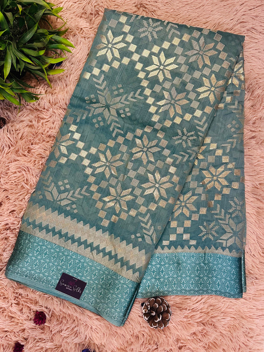Teal Blue Brasso Saree