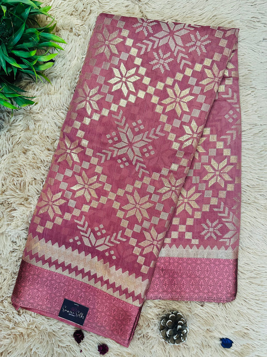 Sweet Pink Brasso Saree