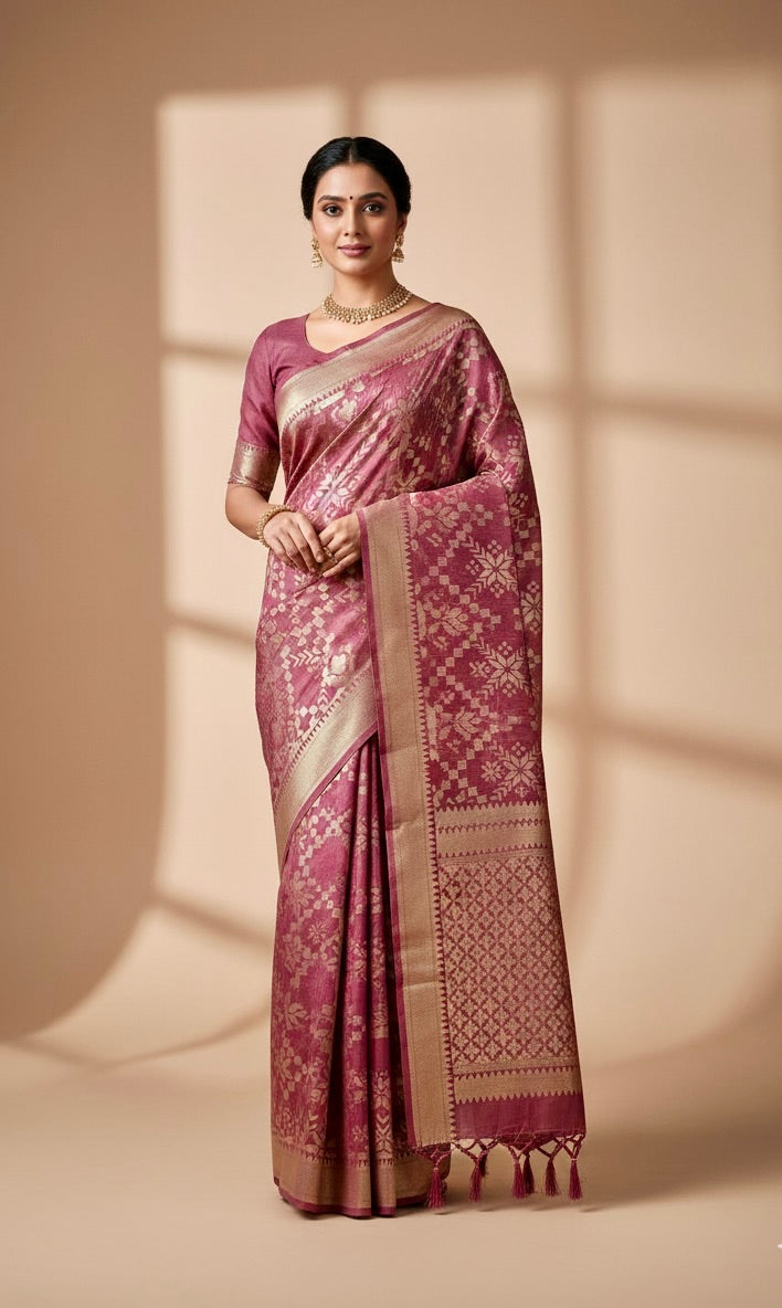 Sweet Pink Brasso Saree