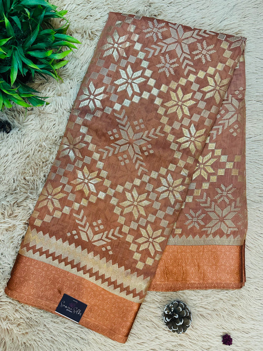 Smoked Orange Brasso Saree