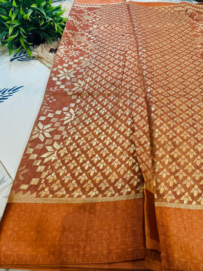 Smoked Orange Brasso Saree