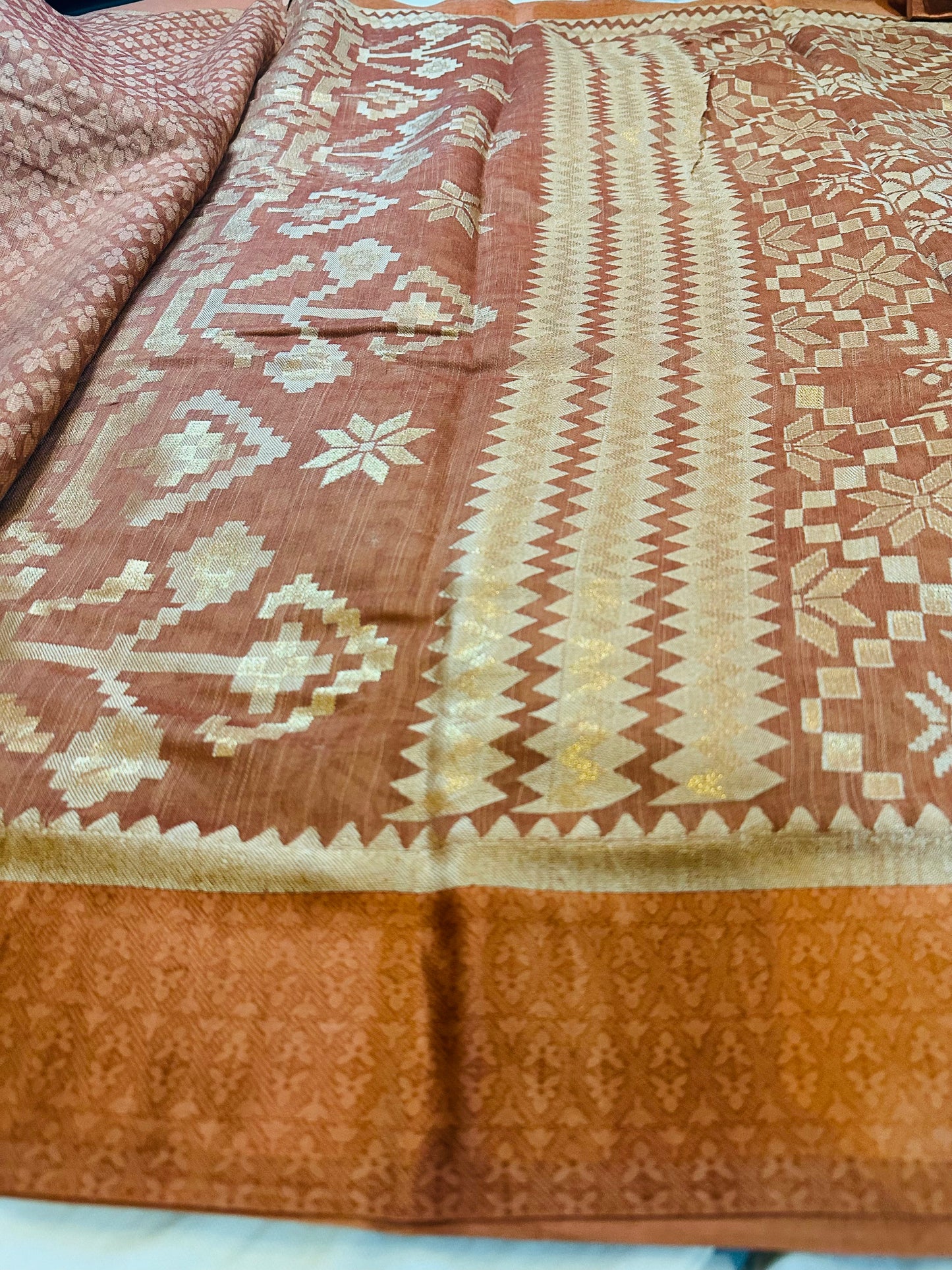 Smoked Orange Brasso Saree