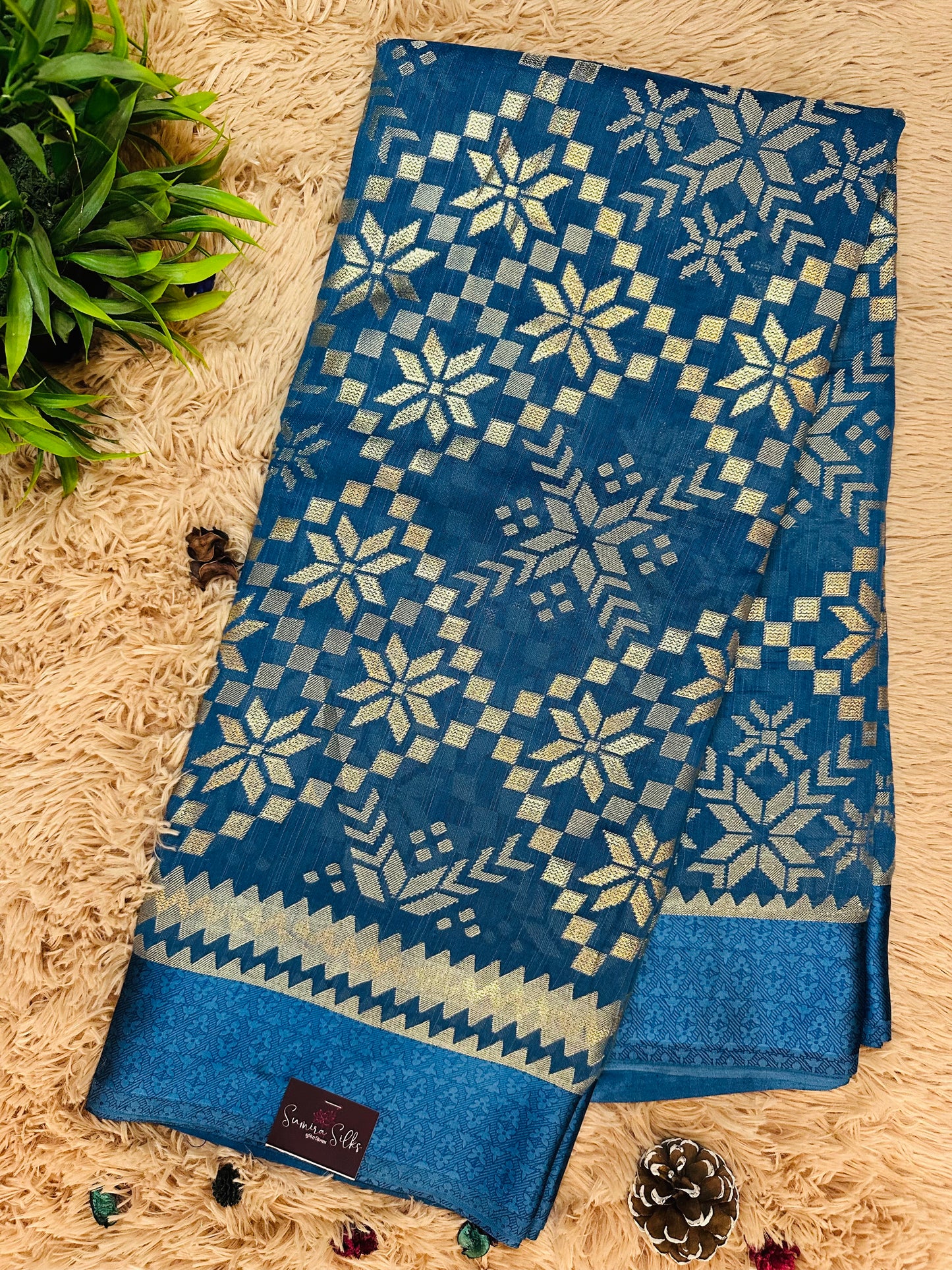 Ink Blue Brasso Saree