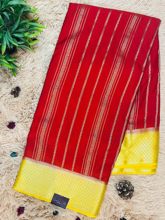 Red Premium KSIC Mysore Crepe Silk Saree