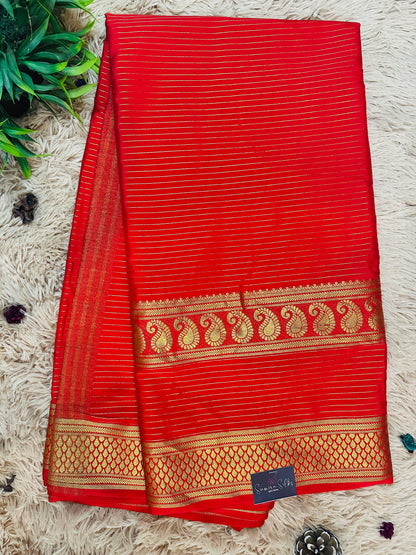 Red Premium KSIC Mysore Crepe Silk Saree