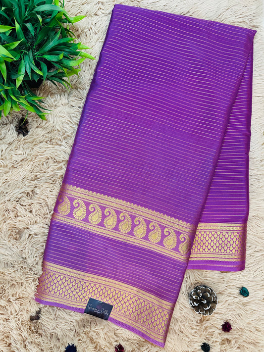 Onion Pink Premium KSIC Mysore Crepe Silk Saree