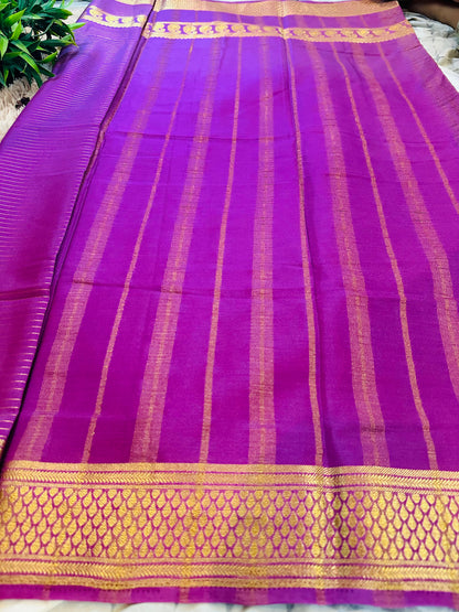 Onion Pink Premium KSIC Mysore Crepe Silk Saree