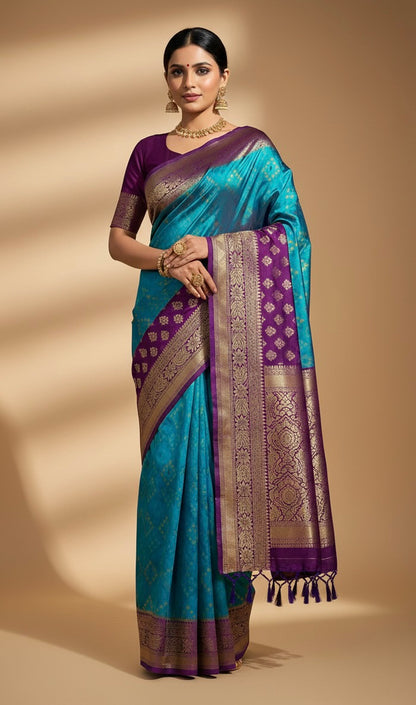 Blue Patola Silk Saree
