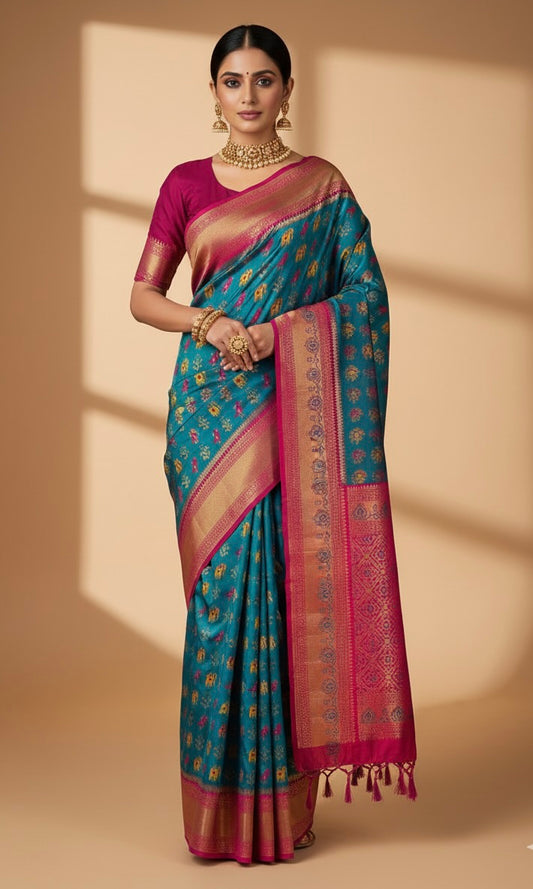 Blue Patola Silk Saree