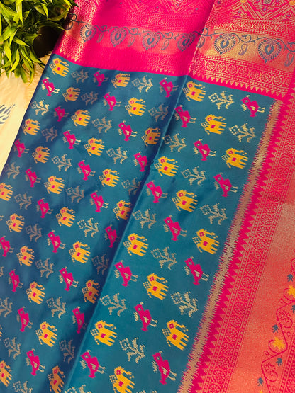 Blue Patola Silk Saree