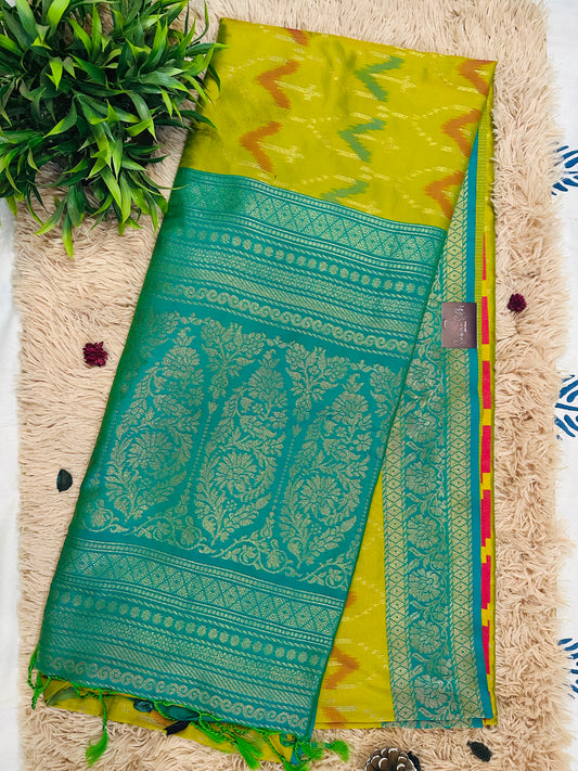 Lime Green Patola Silk Saree