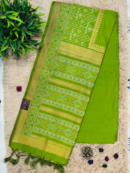 Green Patola Tussar Silk Saree