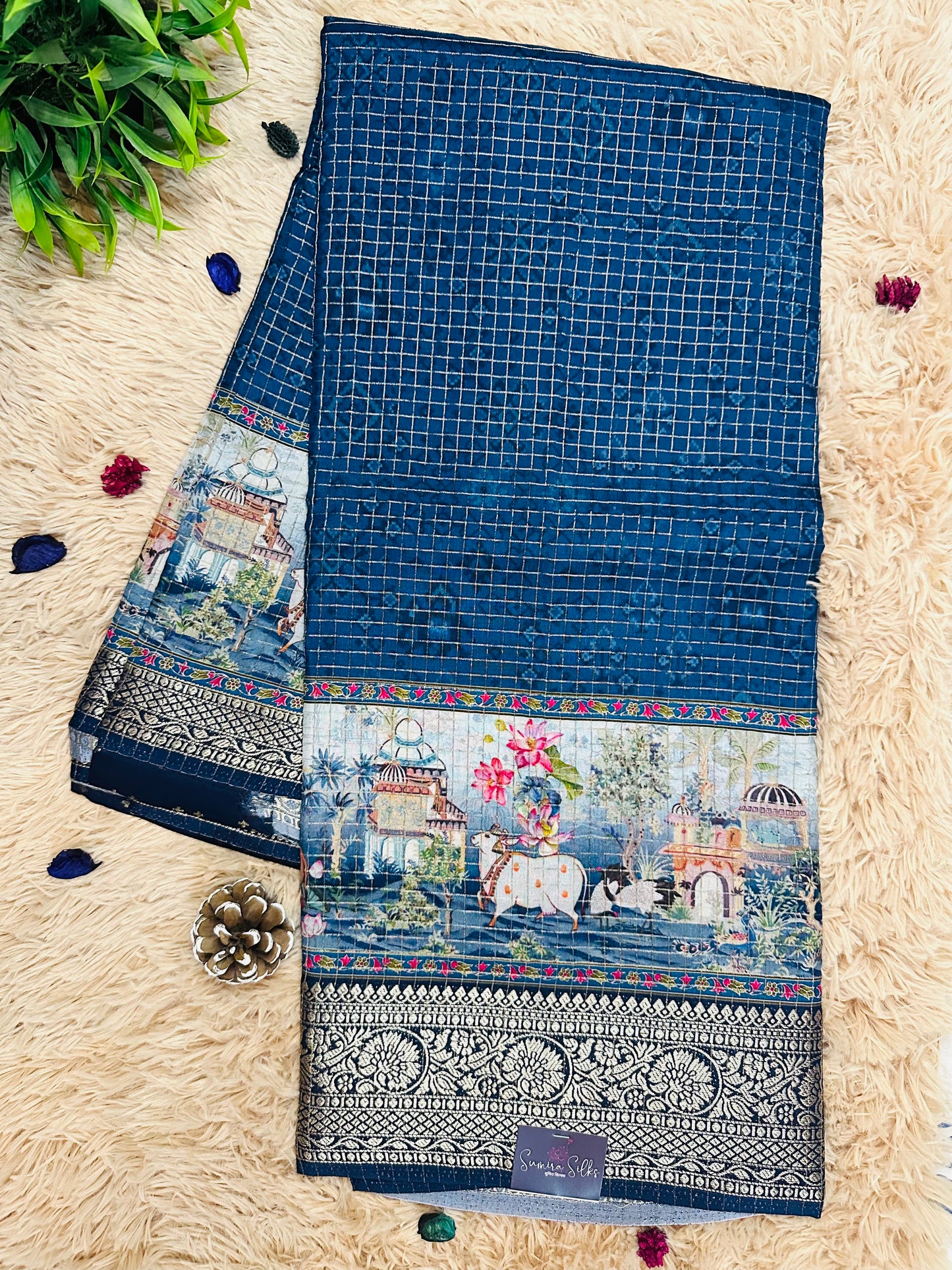 Light Navy Blue Pure Viscose Saree