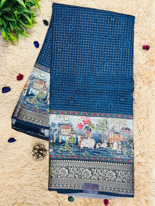 Light Navy Blue Pure Viscose Saree