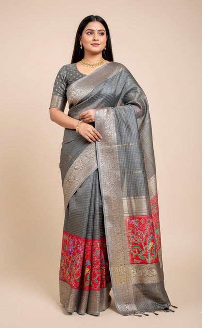 Grey Pure Viscose Saree
