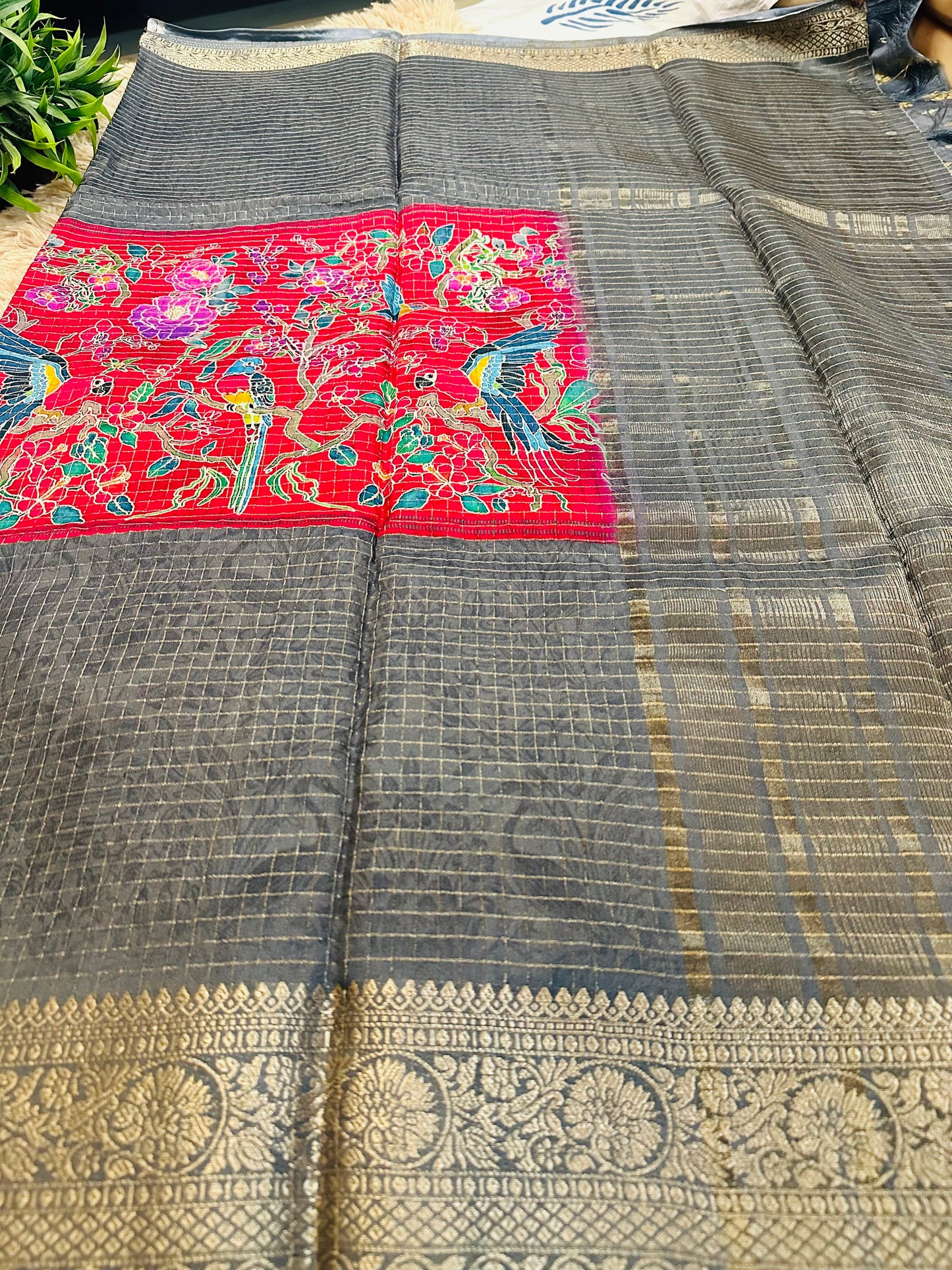 Grey Pure Viscose Saree