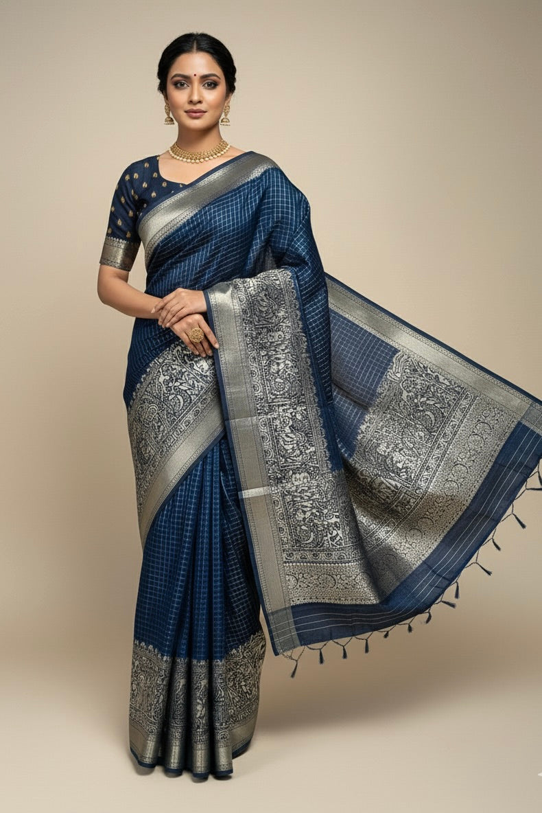 Dark Navy Blue Pure Viscose Saree