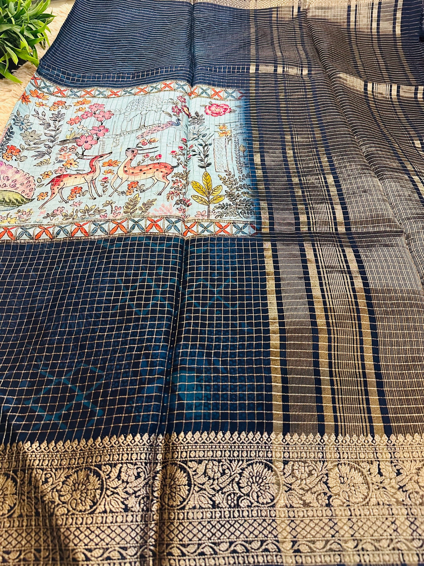 Blue Pure Viscose Saree