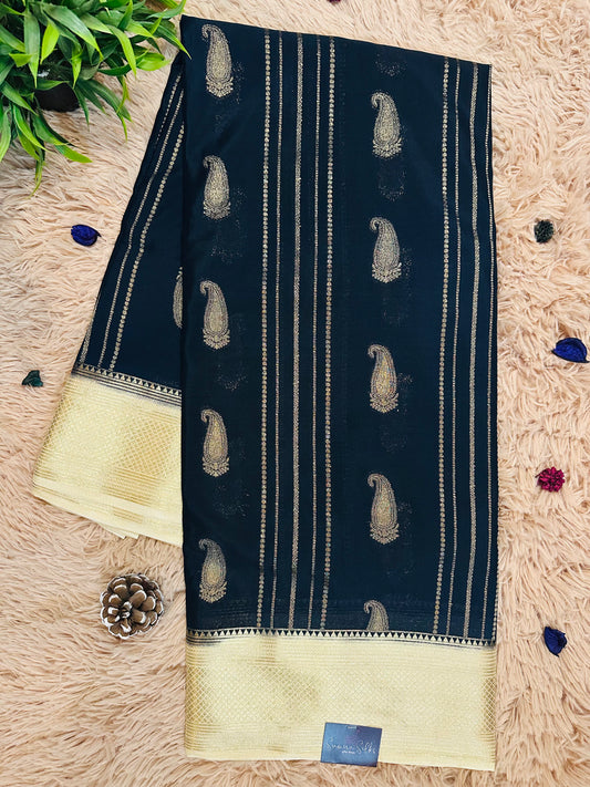 Black Premium KSIC Mysore Crepe Silk Saree