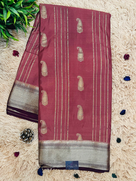 Dusty Pink Premium KSIC Mysore Crepe Silk Saree