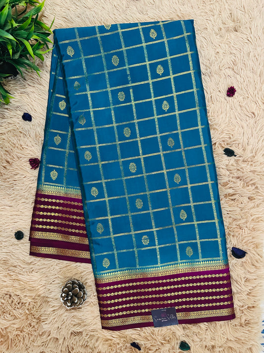 Sky Blue Premium KSIC Mysore Crepe Silk Saree
