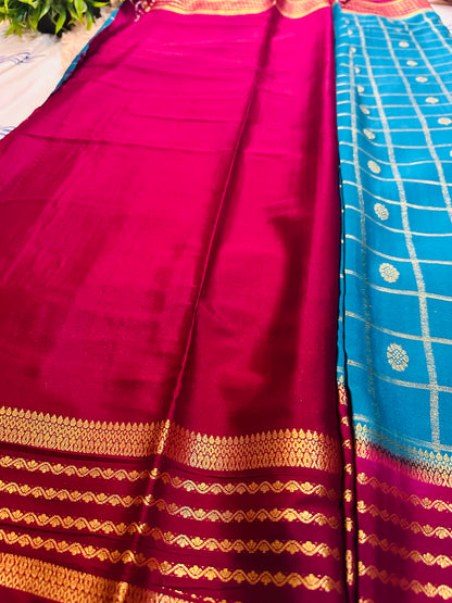 Sky Blue Premium KSIC Mysore Crepe Silk Saree