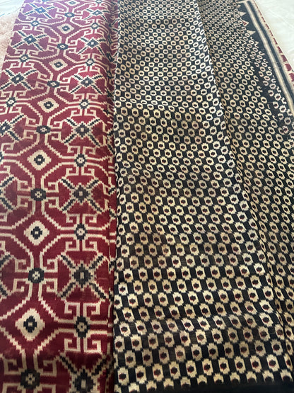 Red Abstract Silk Saree