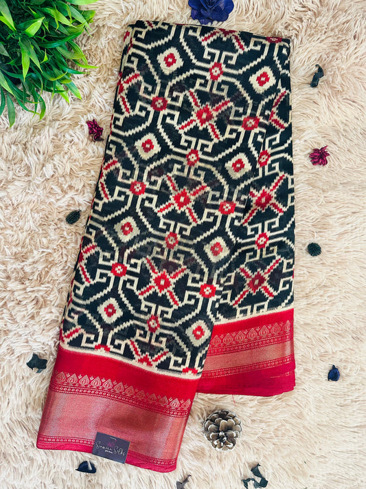 Black Abstract Silk Saree