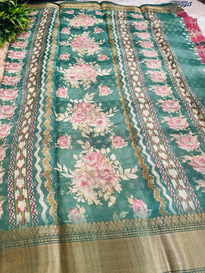 Light Pink Floral Silk Saree