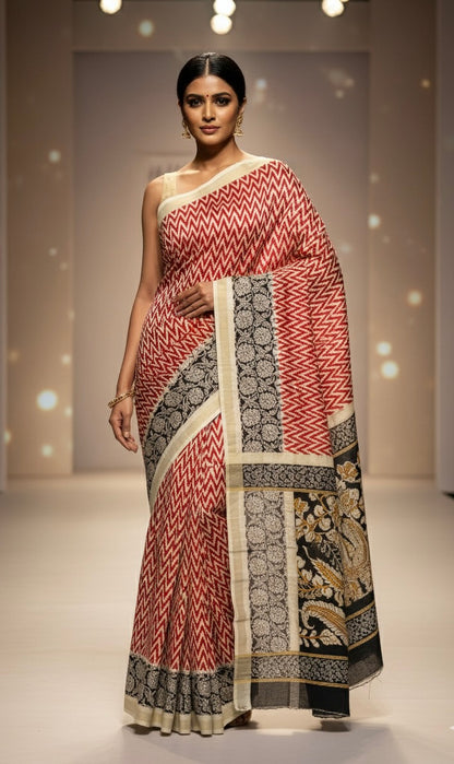 Red Chirala Cotton Saree