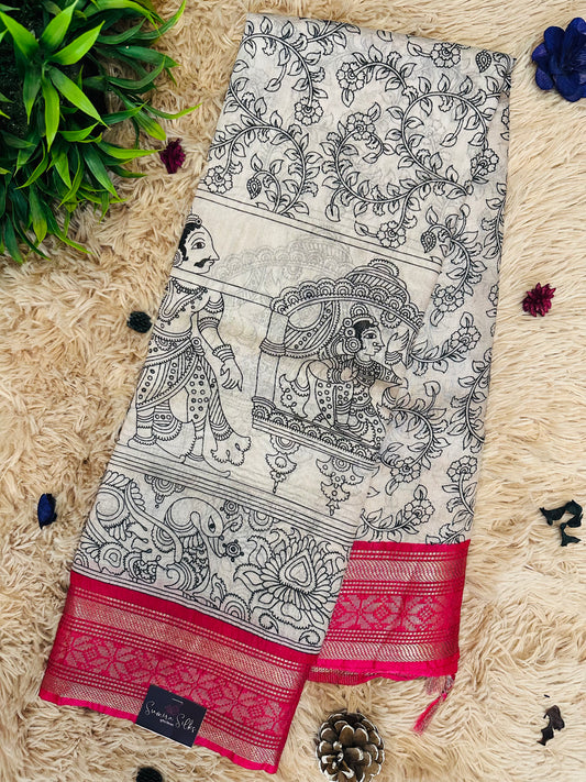 Kalamkari Mul Cotton Saree