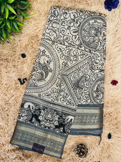 Kalamkari Mul Cotton Saree