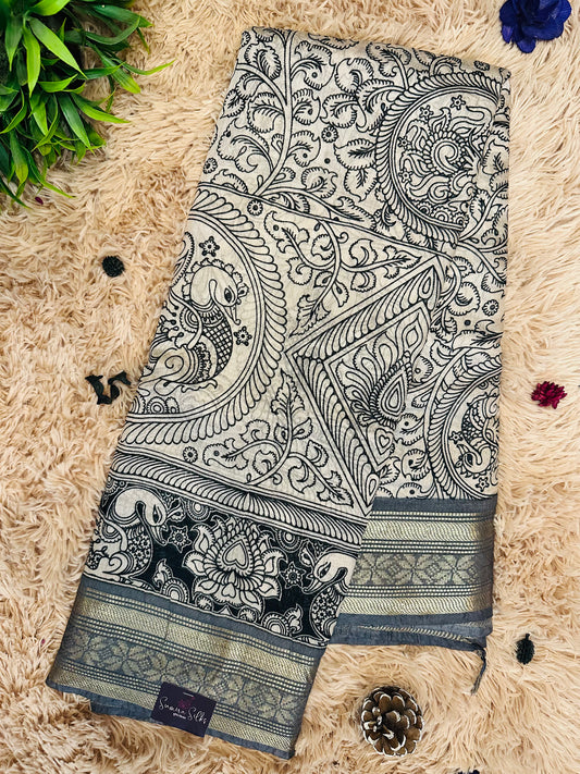 Kalamkari Mul Cotton Saree