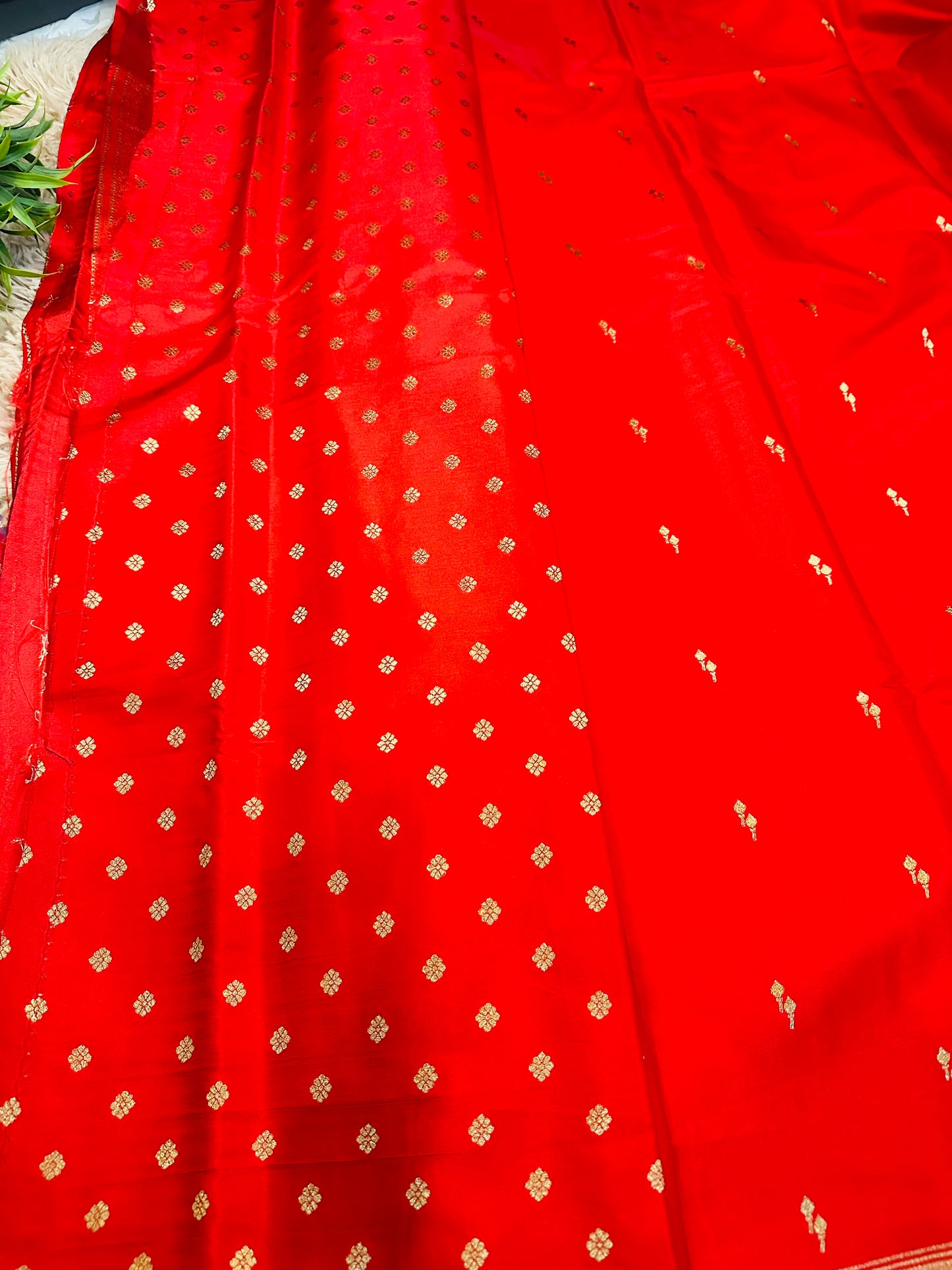 Bright Red Gajji Silk Saree