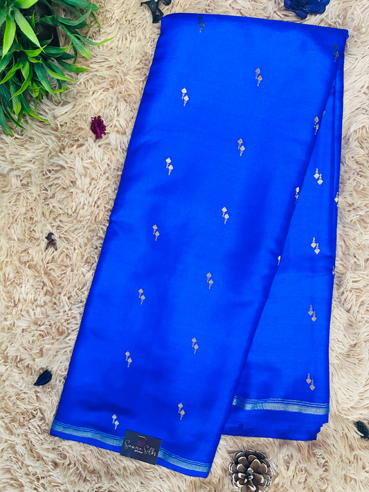 Bright Royal Blue Gajji Silk Saree