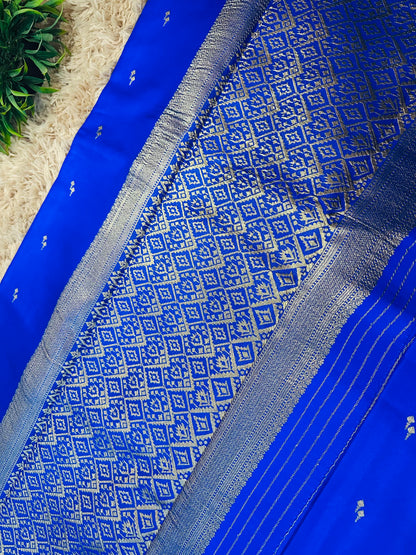 Bright Royal Blue Gajji Silk Saree