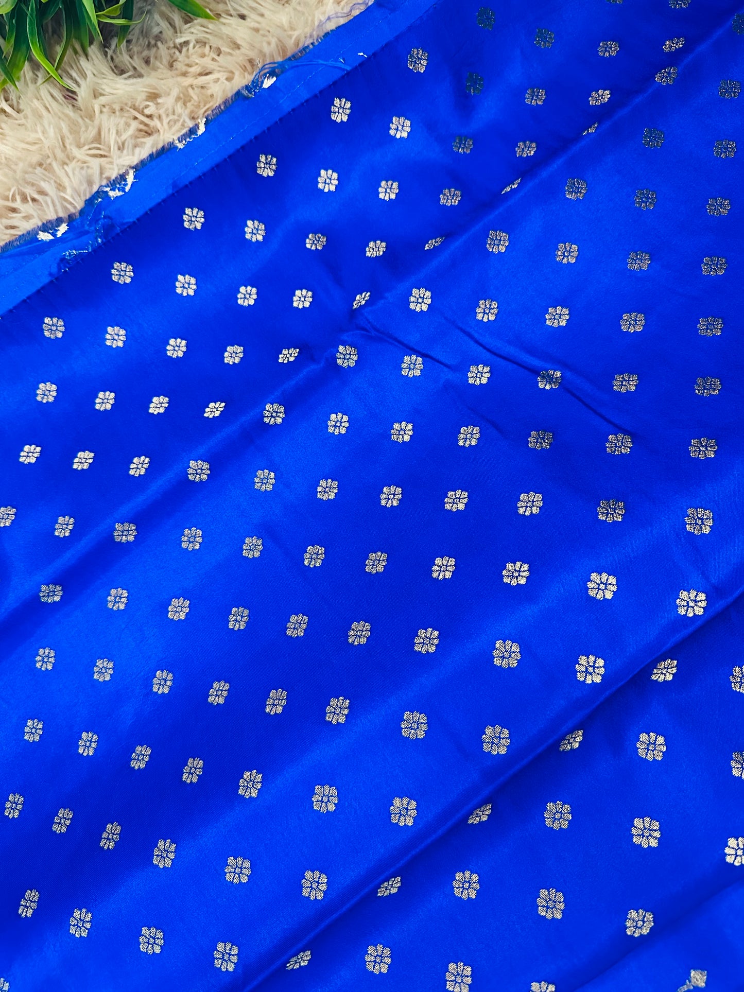 Bright Royal Blue Gajji Silk Saree