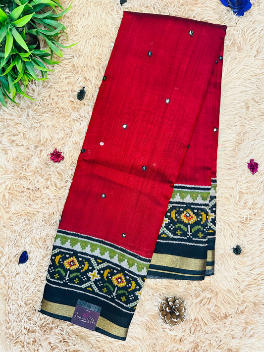 Maroon Maheshwari Silk Saree