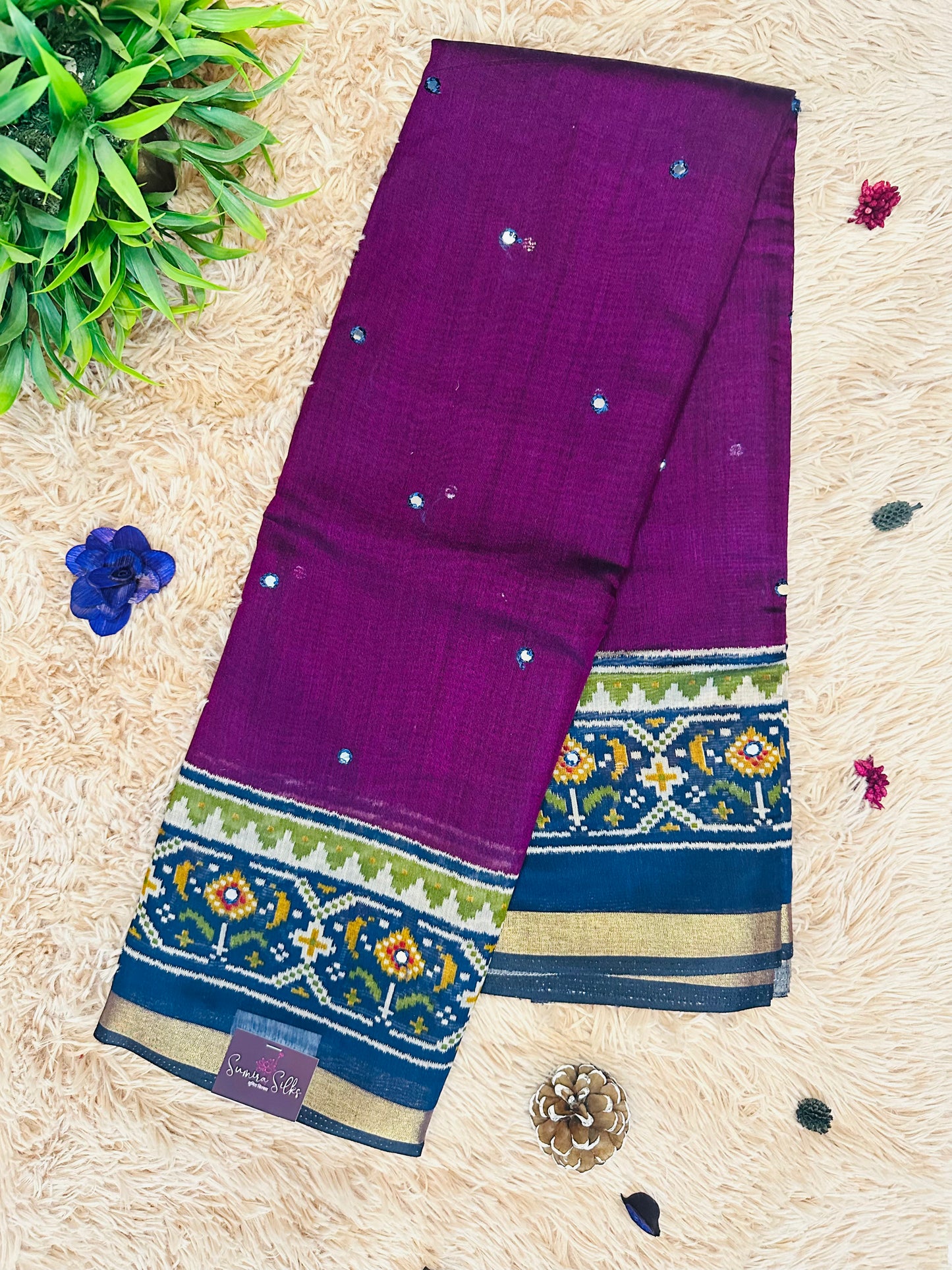 Wine Maheshwari Cotton Saree