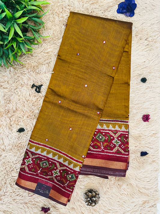 Mustard Maheshwari Silk Saree