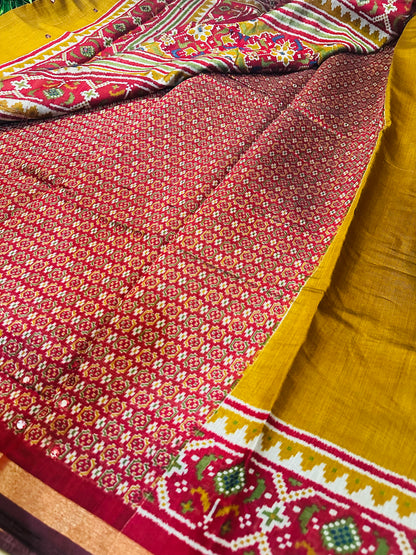 Mustard Maheshwari Cotton Saree