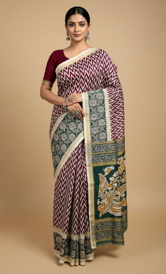 Wine Chirala Cotton Saree